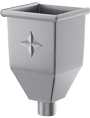 Dachrinne Wasserfangkasten passend für klassisch Dachrinnen als Verbindungsstück an Fallrohr - Rinneneinhangstutzen Lang aus Titan und Zink 6tlg / 100 mm, Silber