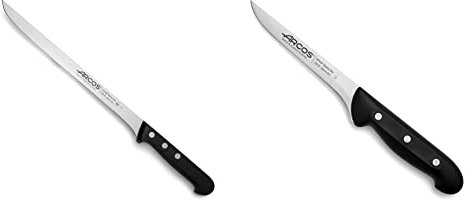Arcos Serie Universal, Cuchillo Jamonero, Hoja de Acero Inoxidable Nitrum 240 mm + Maitre, Cuchillo Deshuesador, Acero Inoxidable Nitrum 160 mm