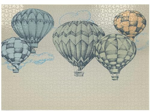 ABAKUHAUS Jahrgang Puzzle, Luft-Ballone in Himmel, Heirloom-Qualität lustige Aktivität für die Familie langlebiger Karton, 1000 Stücke, Grün blau
