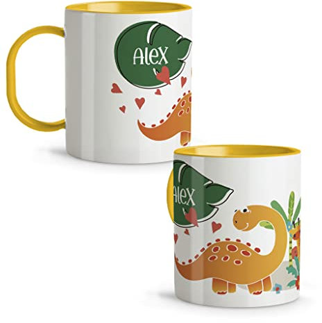 LolaPix Vasos Plástico Niños. Taza Personalizada. Tazas Infantiles plástico. Regalo Personalizado. Tazas Originales para Regalar. Colores a elegir. Dino Jirafa Infantil