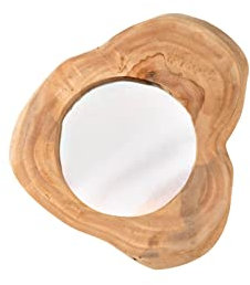 DESIGN DELIGHTS Holz Spiegel Natura | 31x31x4 cm (BxTxH), Teakholz | Natur Wandspiegel, Teakspiegel, Wurzelholz Spiegel, Badspiegel, Flurspiegel, Rundspiegel