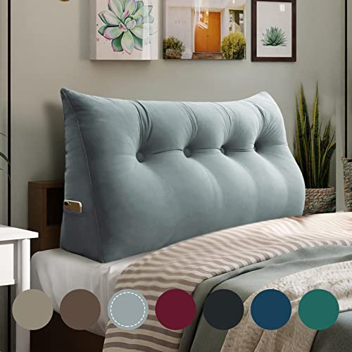 Rucener Großen Rückenkissen Dreieckigen Kissen Sofakissen HohenKopfteil Kopfkissen HohenKopfteil Rückenlehne für Bett Perfekt AlsKissen Zum Fernsehen und Lesen Gibt Es in Vielen Grau 120CM
