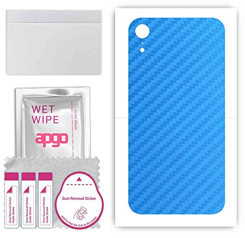 apgo Rückseite Schutzfolie, Skin, kompatibel mit Apple iPhone XR, Hinten Displayschutzfolie aus Vinylfolie, kratzfest, einfache Montage - Kohlenstoffblau