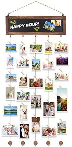 Marcos de Fotos Multiples para Pared, Colgar Fotos con Pinzas, 15.7 x 40.4 Inch, Portafotos Multiples Pared con 30 Clips, Marco Fotos para Manualidades, Decoracion Hogar, Regalos