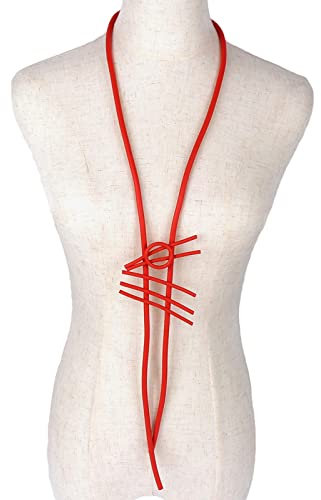 Bysonglezai Halskette Damen Ketten Anhänger Frauen Geschenk Mehrfarbige Gummiseil-Statement-Halsketten Für Frauen, Kleid, Pullover, Kette, Lange Halskette, Trendige Party-Accessoires, Rot