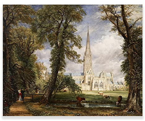 John Constable Leinwand-Kunstdrucke – Salisbury Kathedrale aus dem Garten des Bischofs – Romantik, klassische Kunst, Landschaftsmalerei, Wandkunst für Schlafsaal, Badezimmer, Wohnzimmer, ungerahmt