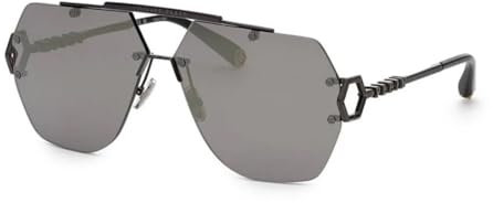 Philipp Plein Unisex SPP111 Sunglasses, 672X ORO Nero Lucido, 66