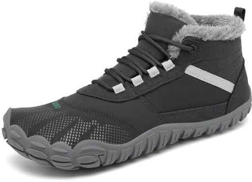 SAGUARO Winter Barfußschuhe Herren Barfuss Schuhe Damen Winter Gefüttert Winterschuhe Wasserabweisend Winterstiefel Winterboots Schneeschuhe Grau, Gr.42