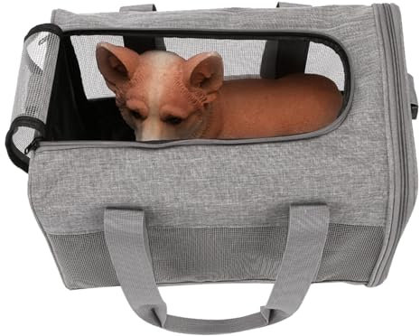 Hundetragetasche | Faltbare, atmungsaktive Tragetasche für Hunde | Graue Transportbox für Haustiere, tragbar mit 7 kg Traglast, weiche Handtasche für Kätzchen und Welpen zum Schlafen, Anloximt