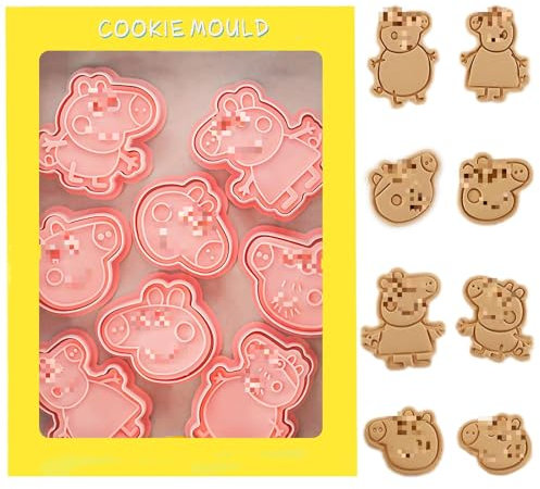 8PCS Keksausstecher Ausstechformen Kinder Rosa Pig Plätzchen Ausstecher Tiere 3D Cartoon Cookie Cutter Pig Kekse Formen Ausstecher Sandwich Gemüse für Backen DIY Fondant Schokoladen Tortendeko