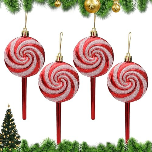 4 Adornos De Chupetes De Navidad, Colgantes De Caña De Dulces De Árbol De Navidad, Adornos De Árbol De Navidad Tema De Dulces, Colgante De Regalos De Fiesta, Decoraciones De Navidad