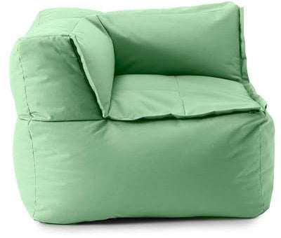 Lumaland Sitzsack-Lounge Modular Eckteil | Waschbare Sitzmöbel für Innenräume & Garten | Indoor & Outdoor Sitz-Garnitur | Wasserfester Ecksessel | Einfach erweiterbar 81x81x70cm [Pastellgrün]