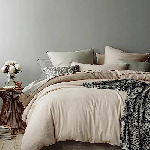 AShanlan Bettwäsche Set 155x200 cm Beige Uni Bettbezug mit Kissenbezug 80x80 cm 100% Weiche und Angenehme Mikrofaser Beige Creme Bettwäsche mit Reißverschluss für Einzelbett