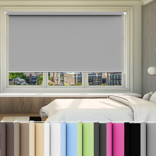 Fensterrollo Rollo 35 x 140 cm Sichtschutz Hitzeschutz Seitenzugrollo für Fenster und Tür, Grau