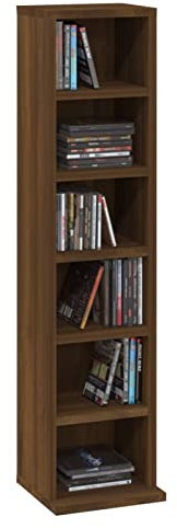 Homgoday Armadio CD con 6 scomparti aperti 21 x 20 x 88 cm legno di ingegneria torre CD, mobile di immagazzinaggio DVD, scaffale CD e DVD per soggiorno, camera da letto, ufficio