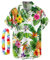 CIZEUR Chemise hawaïenne Homme Imprimée à Manches Courtes Colorées- Fleurs -Ananas -Coco-Flamants Roses，M WT-Feuille Verte et Ananas