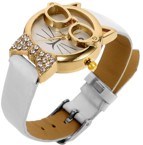 SAFIGLE Katzengesicht-Armbanduhr Für Mädchen Cartoon-Design Verstellbares Band Dekorative Uhr Freizeituhr Als Geschenk Für Damen