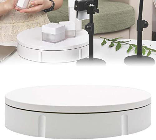 Plato Giratorio Eléctrico, Plato Giratorio Eléctrico De 360 Grados, Capacidad De 220 Libras, Fotografía De Productos, Exhibición De Pasteles Y Joyas, Soporte De Exhibición Giratorio,White-22cm
