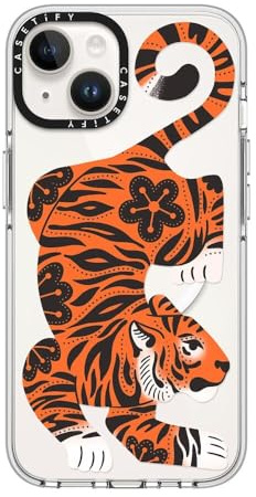 CASETiFY Transparente Schutzhülle für iPhone 14, vergilbt nicht, 2 m Fallschutz, kompatibel mit Magsafe, Fierce Tiger, transparent