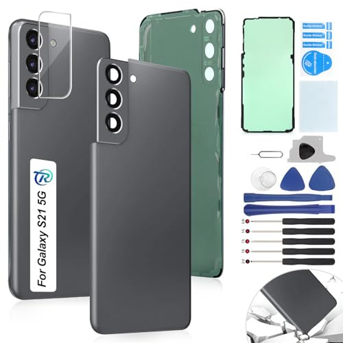 RongZy Coque Arrière pour Samsung Galaxy S21 5G Batterie Couvercle Rechange pour Galaxy S21 5G SM-G991B Cache Batterie pour Téléphone de Remplacement(Gris)