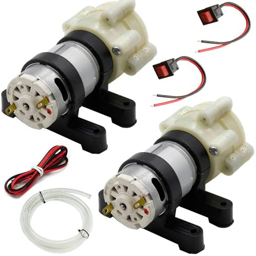 RUNCCI-YUN DC 12 V Mini Bomba Agua,Diafragma Bomba Agua,DC 12V Mini Bomba Agua Eléctrica bomba eléctrica autocebada Mini para máquina de té, refrigeración por agua, tanque de pescado, etc.(2Pcs)
