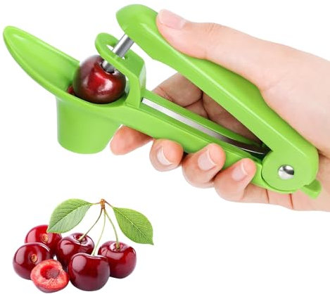 Snocciolatore per ciliegie, con asta in acciaio inossidabile, per rimuovere semi di ciliegie, snocciolatore o snocciolatore per ciliegie e prugne biancospino (verde)