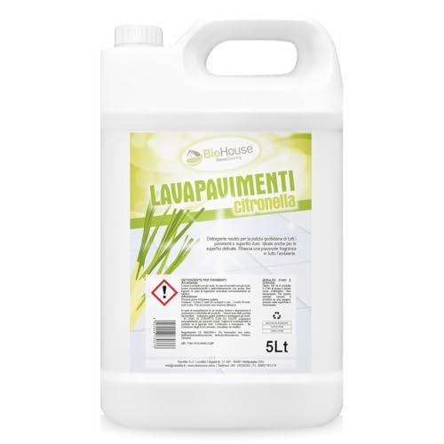Detersivo Pavimenti Profumato 5 Litri Detergente Pavimenti Profumato per tutti i Pavimenti, Superfici Dure e Delicate (Citronella)