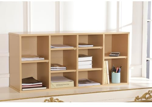 Cube Bookshelf Wooden Storage Organiser TV Stand Wood Shelving Open Bookcase Unit Shelf For Home Living Room Office Bedroom Furniture (Beech)