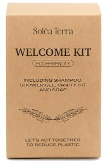 Soléa Terra - Kit d'accueil pour Salle de Bain (Lot de 80) - Eco-Friendly, sans Paraben ni Sulfates - Prêt à l'emploi, Idéal pour Locations Saisonnières, Airbnb, Hôtels (Vanille)