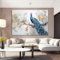 Zhadongli Art Pfau auf dem Ast, Leinwandbild, Pfauen-Wandbild, blauer Pfau, Leinwandbild, Vogelgemälde, Tier-Heimdekoration, 50 x 70 cm (20 x 28 Zoll), mit Rahmen