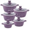 SK Cookware - Purple Die-Cast Aluminium Stockpot Set with Non-Stick Coating 5pc