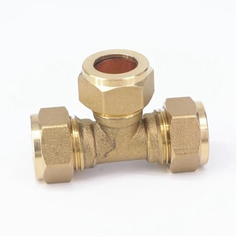 TNGNMGVSJ Fit Tube O/D 15mm Tee 3 Ways Brass Ferrule Fitting for Boat Marine