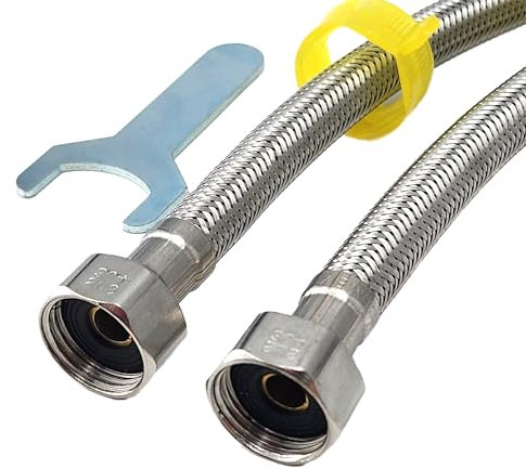 CYILIUEN Lot de 2 tuyaux flexibles de 50 cm M10 x 1/2 avec outils d'installation, raccords de robinet pour évier de cuisine, lavabo de salle de bain, 1407D9