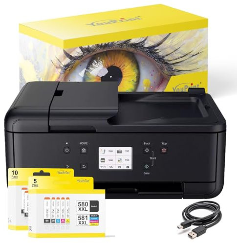 youprint Bundle TR7650 Multifunktionsgerät (Drucker, Scanner, Kopierer) mit 15 XXL Druckerpatronen