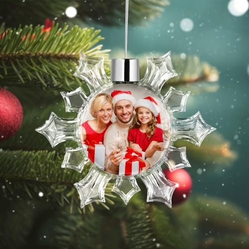Personalisierte Weihnachtskugeln mit Foto, Weihnachtskugel personalisiert mit doppelseitig bedrucktem Foto, Personalisierter Weihnachtsschmuck für Familie, Freunde, Partner und Babys - Polygon