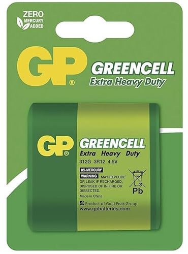 Batteria Greencell PT-U1 3R12 da 4,5 V, pesa 312 g, ideale per dispositivi che richiedono energia affidabile e di qualità, offrendo potenza e durata garantite nell'uso quotidiano.