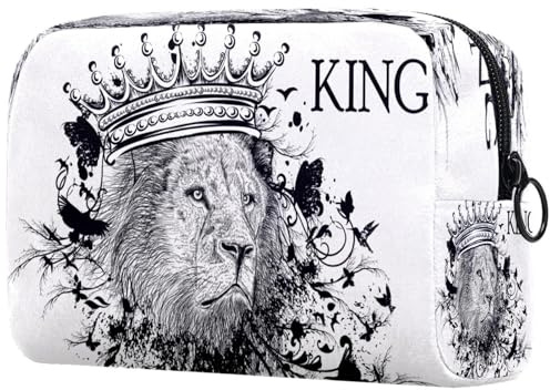 Trousse de maquillage avec fermeture éclair Motif animal du Roi Lion pour femme, multicolore, 18.5x7.5x13cm/7.3x3x5.1in, Trousse de toilette