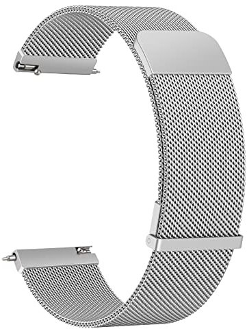 AK Bracelet de Montre 20mm 22mm pour Montre connectée, Smartwatch universelle Métal Acier Maille Bracelets de rechange de à libération Rapide pour Homme Femme (Argent, 20mm)