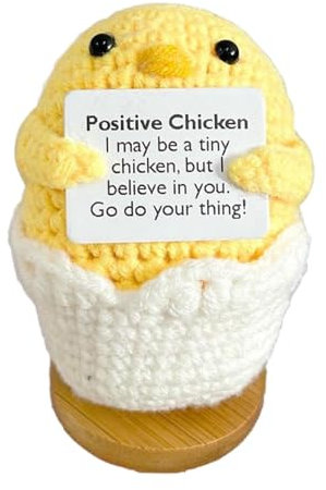 Positives Häkeln Hähnchen - Emotionales Stützhähnchen | Positives Küken | Gestricktes Emotives Unterstützendes Huhn | Emotionale handgemachte gestrickte Hühnerpuppe für Compl