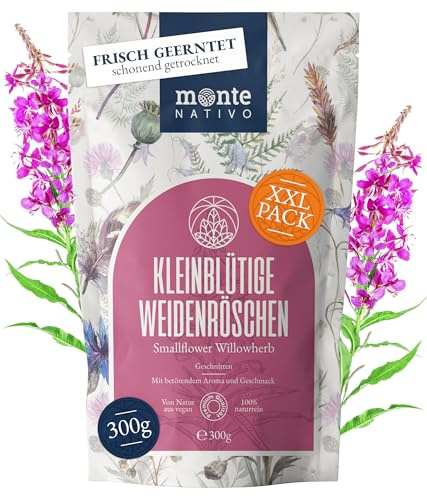 Kleinblütiges Weidenröschen Tee Monte Nativo (300 g) - Weidenröschen Tee lose 100% natürlich und ohne Zusatzstoffe - Aromatischer Kräutertee für einen köstlichen Aufguss