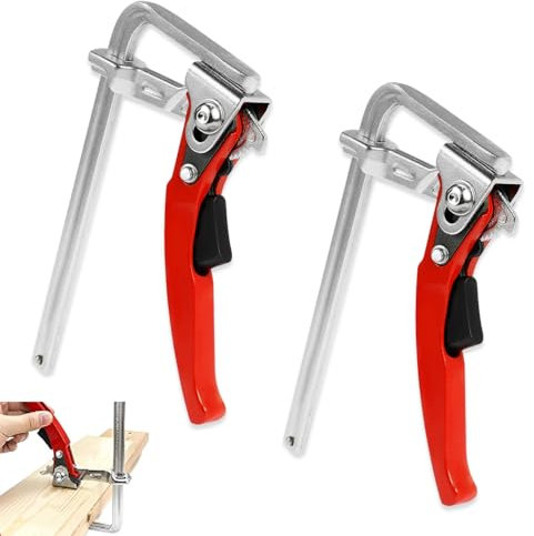 iKALULA 2 Stück Führungsschiene Hebelzwinge, Ganzstahl Tischzwinge mit Hebelgriff, Schnellspanner Zwinge 160mm Kapazität 60mm Tiefe, Kehlentiefe zum Schleifen, Schneiden