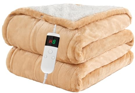 Cushious Heizdecke Mit Abschaltautomatik 130x180CM, 10 Heizstufen Up-to-8 Stunden Auto-Off-Timer Überhitzungsschutz, Maschinenwaschbar,Wärmedecke Gelten Für Kalte Nächte Geeignet