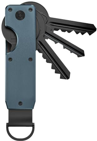 zwxqe Porte-clés, porte-clés compact en métal, organiseur de poche pliable en alliage d'aluminium, sécurise 1 à 5 clés, idéal pour le transport quotidien, les voyages et le rangement, saphire, Refer