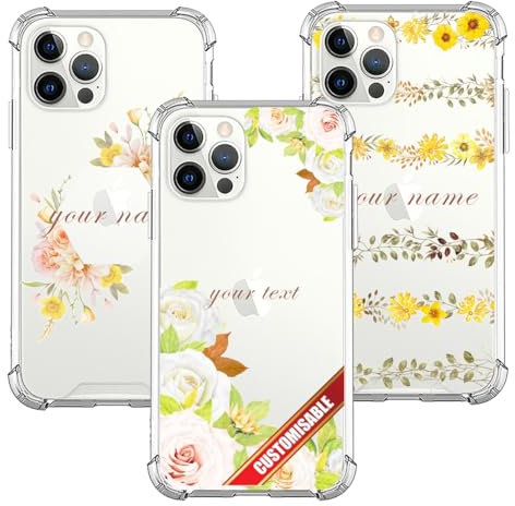 NP-Caser Personalized Phone Custom Case for iPhone 16 15 14 13 12 11 Pro Plus X XR 16e Custom Photo Cover,Image on Leather Side Flip Wallet Photo Flora Name Personalised Photo Case