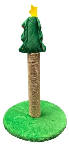 Christmas Cat Tree on Stand for Holiday Decoration 34 X 34 X 45 Centimetres Green and Wooden