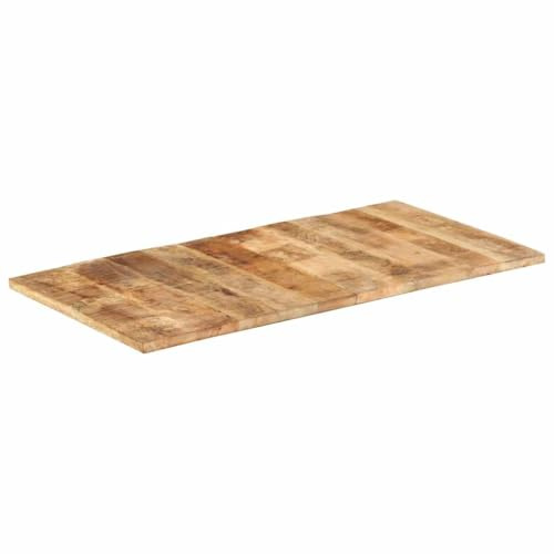 XHNIFBN Massivholz Tischplatte Mangoholz 120 x 60 cm rustikaler Industrial Look 25–27 mm pflegeleichtes Holz für Küche Büro Café Restaurant Wohnzimmer Essbereich