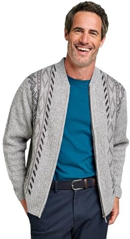 Tootal Men's Vertical Jacquard Zipper Cardigan Grey 46