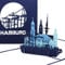 Pop Up Karte „Hamburg – Hamburger Hafen Panorama“ - 3D Grußkarte als Souvenir, Geburtstagskarte & Einladung zur Städtereise