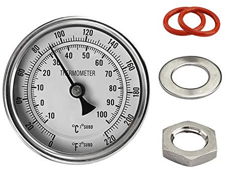 Shenxay 3 Zifferblatt Analog Homebrew Thermometer Kit 2 Probe 0-220 Grad Homebrew Bier Wasserkocher Wein mit Nüssen O-Ring-Waschmaschine