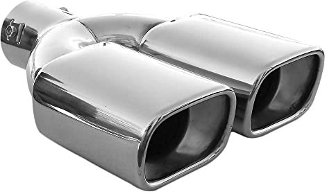 Universell Auspuffblende Doppelrohr Endrohr Edelstahl Auto Endrohrblenden Auspuffendrohr Auspuffrohr Tuning Schalldampf Blende Sport Oval Chrom Auspuffspitzen